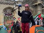 Cambridge students sing 'genocidal' chant 'from river to the sea, Palestine will be free' at their 'liberated zone' encampment ahead of rally