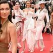Make models great again! Bella Hadid goes braless in an elegant sheer dress as she joins glamorous Coco Rocha, Candice Swanepoel and Winnie Harlow at the 77th annual Cannes Film Festival premiere of Donald Trump biopic The Apprentice