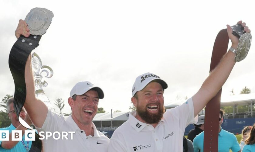 Rory McIlroy and Shane Lowry celebrate