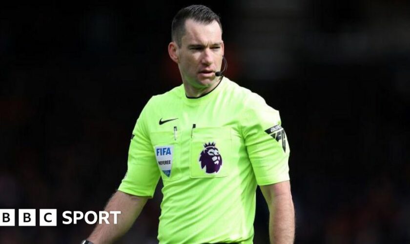 Referee Jarred Gillett in action during the Premier League match between Luton Town and Brentford last month