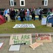 Pro-Palestinian tent camps seen at British universities as chaos erupts