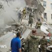 An apartment block partially collapsed