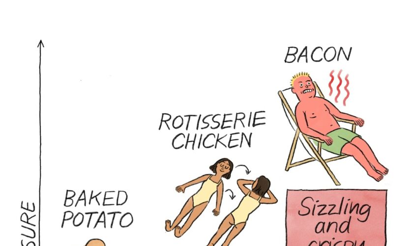 The stages of cooking your body in the sun