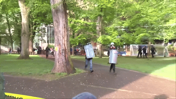 Wild video shows Portland anti-Israel agitator charge at police, get knocked to the ground