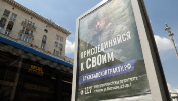 A pro-war sign in Moscow, Russia