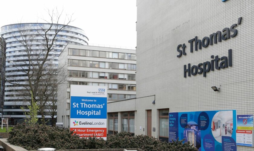 The front of St Thomas' Hospital, which is one of the hospitals hit by a major cyber attack. Pic: AP
