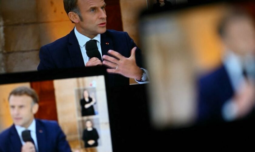 Emmanuel Macron lors de son interview sur TF1 et France, jeudi 6 juin 2024.