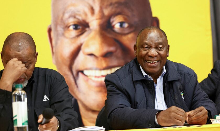 Cyril Ramaphosa (right) held a meeting of the ANC executive to discuss the party's options. Pic: Reuters