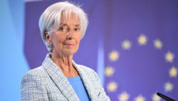 La présidente de la Banque centrale européenne (BCE), Christine Lagarde, lors d'une conférence de presse à Francfort, le jeudi 6 mai 2024.