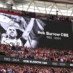 A large screen tribute to Rob Burrow at Wembley. Pic: PA