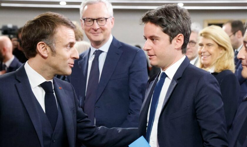 Emmanuel Macron, Gabriel Attal, le 12 mars 2024 à Paris