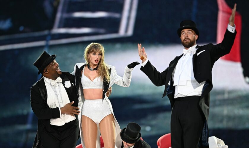 Taylor Swift joined on stage by Travis Kelce in surprise appearance at London Eras Tour stop