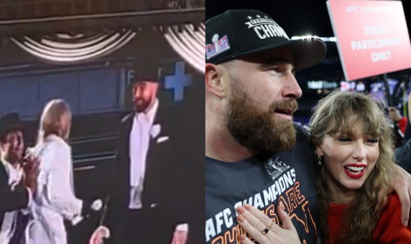 Travis Kelce makes surprise onstage appearance at Taylor Swift’s concert - and fans are freaking out
