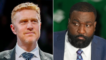 Kendrick Perkins calls Brian Scalabrine 'coward' after former teammate claims he's banned from Celtics parade
