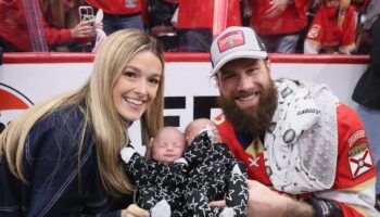 Florida Panthers’ Jonah Gadjovich celebrates NHL win by putting newborn twins in Stanley Cup trophy