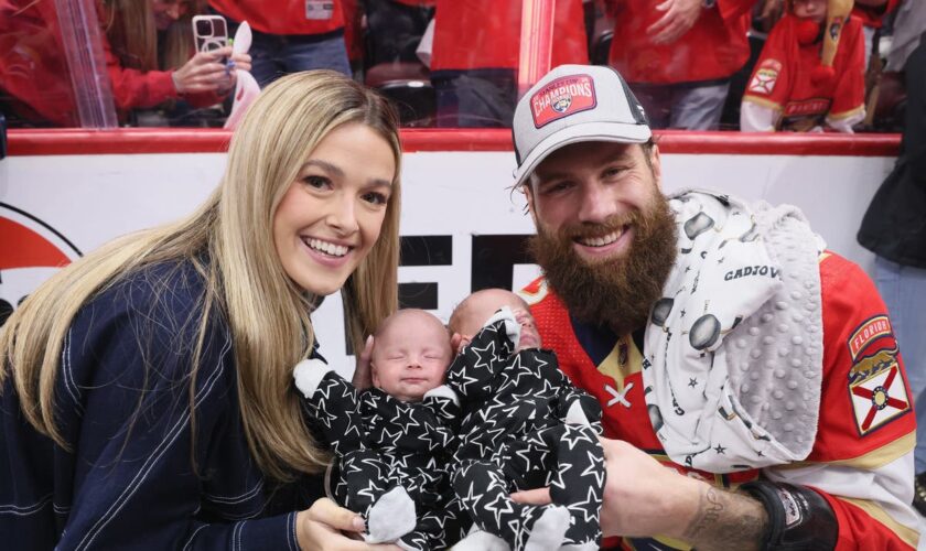 Florida Panthers’ Jonah Gadjovich celebrates NHL win by putting newborn twins in Stanley Cup trophy