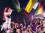 Israel critic Dua Lipa makes her support for Gaza clear by going towards prominent Palestine flag in the crowd to sing during 'magical' Glastonbury performance - as some fans accuse her of miming