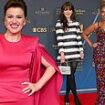 Kelly Clarkson proudly shows off her slimmed-down figure in a fitted pink gown with stylish Zooey Deschanel and Jennifer Hudson as they lead stars at 51st Daytime Emmy Awards in LA