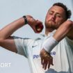 Louis Kimber pulls Ollie Robinson for six on the final day of the Vitality County Championship Two match between Sussex and Leicestershire