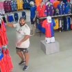 Moment thief walks off with 17 replica footie shirts stuffed down shorts