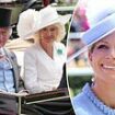 Queen Camilla is joined at Royal Ascot by King Charles, Zara and Sophie for Ladies Day - but looks frustrated as she watches the races