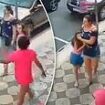 Shocking moment woman slaps stranger's daughter in the face before facing instant karma