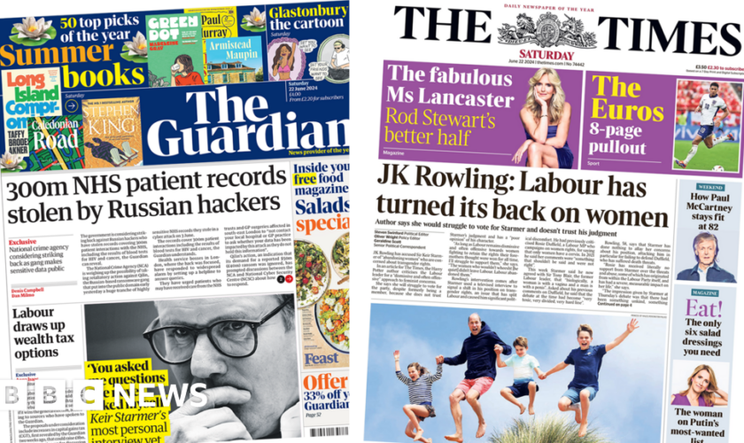 The Papers: '300m NHS records stolen' and Rowling attacks Labour