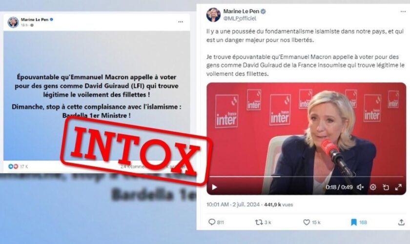 Marine Le Pen accuse Emmanuel Macron d'appeler à voter pour le député LFI David Guiraud : c’est faux