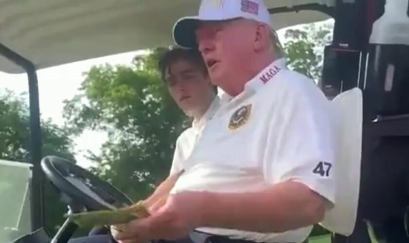Trump made the comments from a golf buggy at an unidentified locaiton