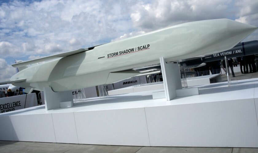 The Storm Shadow cruise missile is on display at the Paris Air Show in, June 2023 Pic: AP
