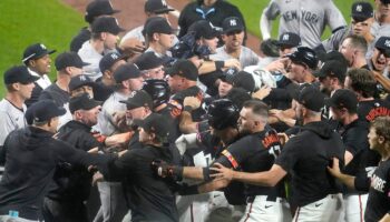 Benches clear between Yankees and Orioles after batter gets hit in head with 96 mph pitch
