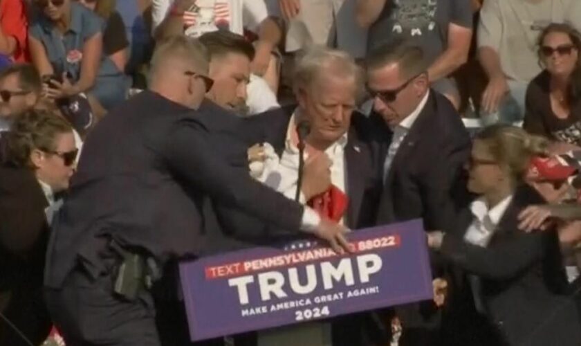 Gunshots reportedly fired at Donald Trump rally - as former president rushed off stage