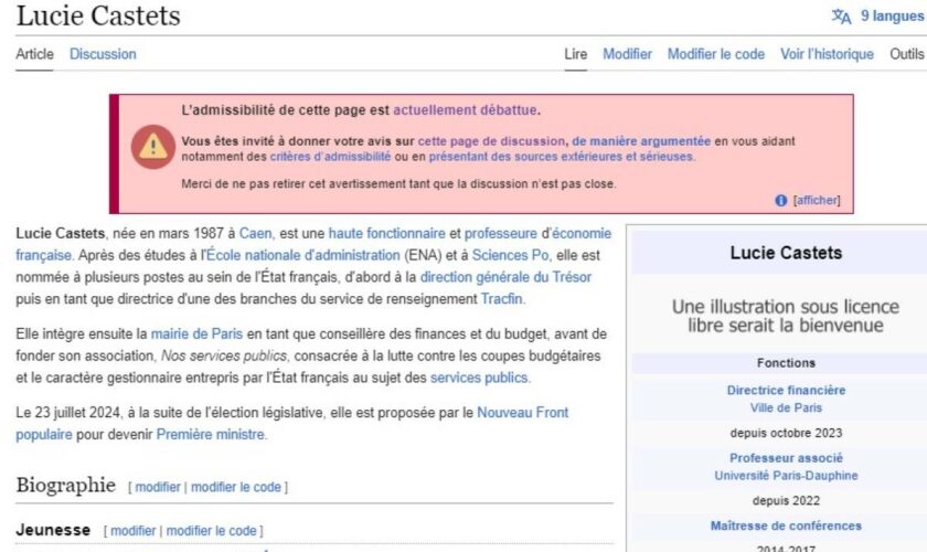 Pourquoi Wikipédia a supprimé puis rétabli l’article sur Lucie Castets