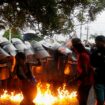 Protesters threw Molotov cocktails at the police. Pic: Reuters