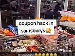 Chaos in Sainsbury's as customers pile their trolleys high using discount voucher that allows them to get all their shopping for free