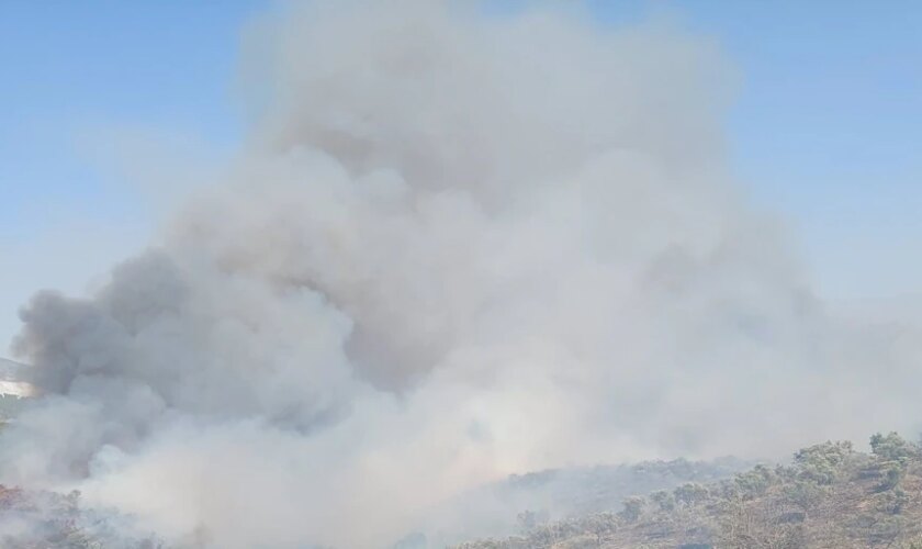 Desalojadas 70 viviendas y cortadas dos carreteras por un incendio forestal en la localidad granadina de Víznar