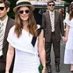 Keira Knightley looks chic in a white dress as she arrives hand-in-hand with rocker husband James Righton to lead the star-studded turnout on day 10 of Wimbledon