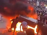 Leeds is burning! Police beg residents to stay at home whilst they battle to disperse crowds of rioters who have turned over cop cars, intimated officers and set fire to a double decker bus