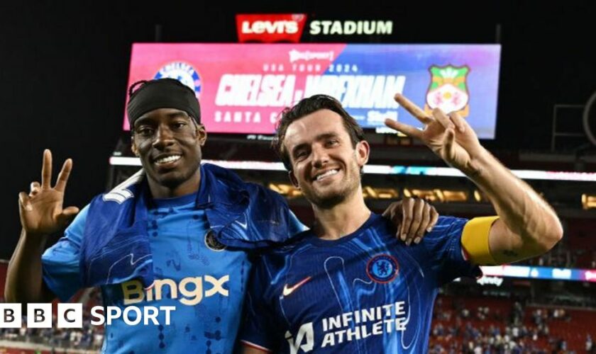 Chelsea's Noni Madueke and Ben Chilwell after a 2-2 draw with League One Wrexham in Chelsea's first US pre-season tour match.