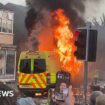 Police van set alight as protest breaks out in Southport