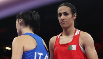 Imane Khelif after beating Angela Carini. Pic: Reuters