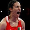 Paris 2024 Olympics - Boxing - Women's 66kg - Quarterfinal - North Paris Arena, Villepinte, France - August 03, 2024. Imane Khelif of Algeria reacts after her fight against Anna Luca Hamori of Hungary. REUTERS/Peter Cziborra