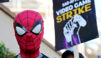 Video game actor Zachary Luna at the picket line at Warner Bros. Games headquarters on 1 August 2024. Pic: AP