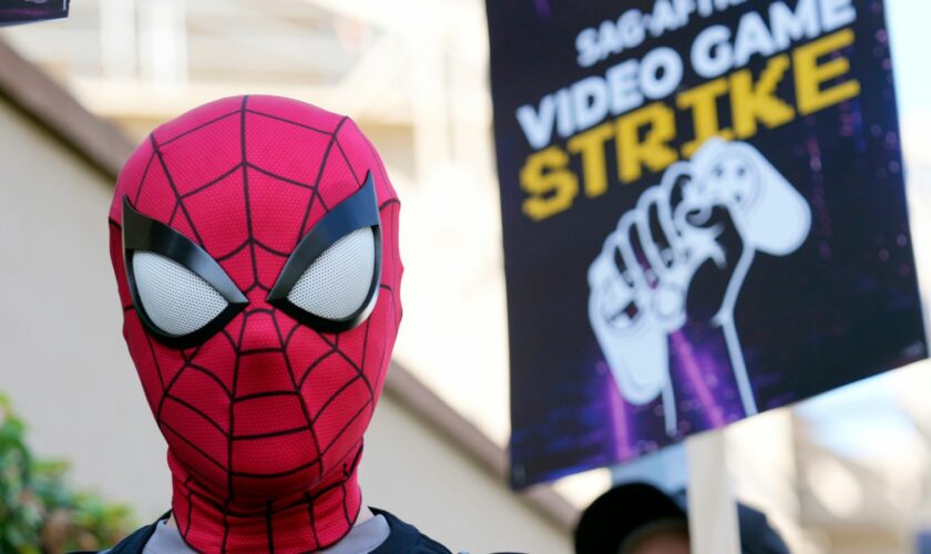 Video game actor Zachary Luna at the picket line at Warner Bros. Games headquarters on 1 August 2024. Pic: AP