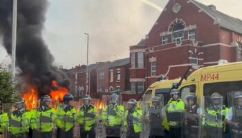 Rioting broke out in Southport after the fatal stabbing of three girls. Pic: PA