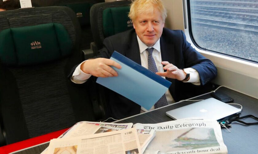 Former prime minister Boris Johnson with The Daily Telegraph in November 2019. Pic: AP