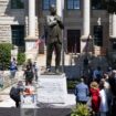 Crowd on hand for unveiling of John Lewis statue at spot where Confederate monument once stood