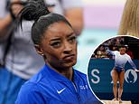 Simone Biles appears to HIT OUT at Olympics crowd after falling off beam - as teammate Suni Lee blames 'tense' atmosphere in Paris