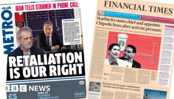 The papers: 'Retaliation is our right' and Starbucks' new boss