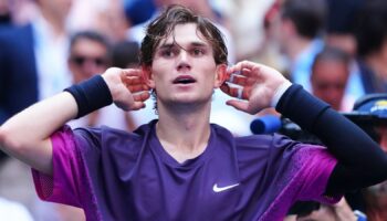 Draper celebrates his quarter-final win at Flushing Meadows. Pic: Rex Features